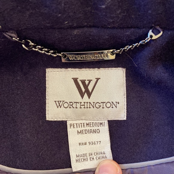 Worthington Pea Coat, Purple, Size PM - Picture 7 of 11